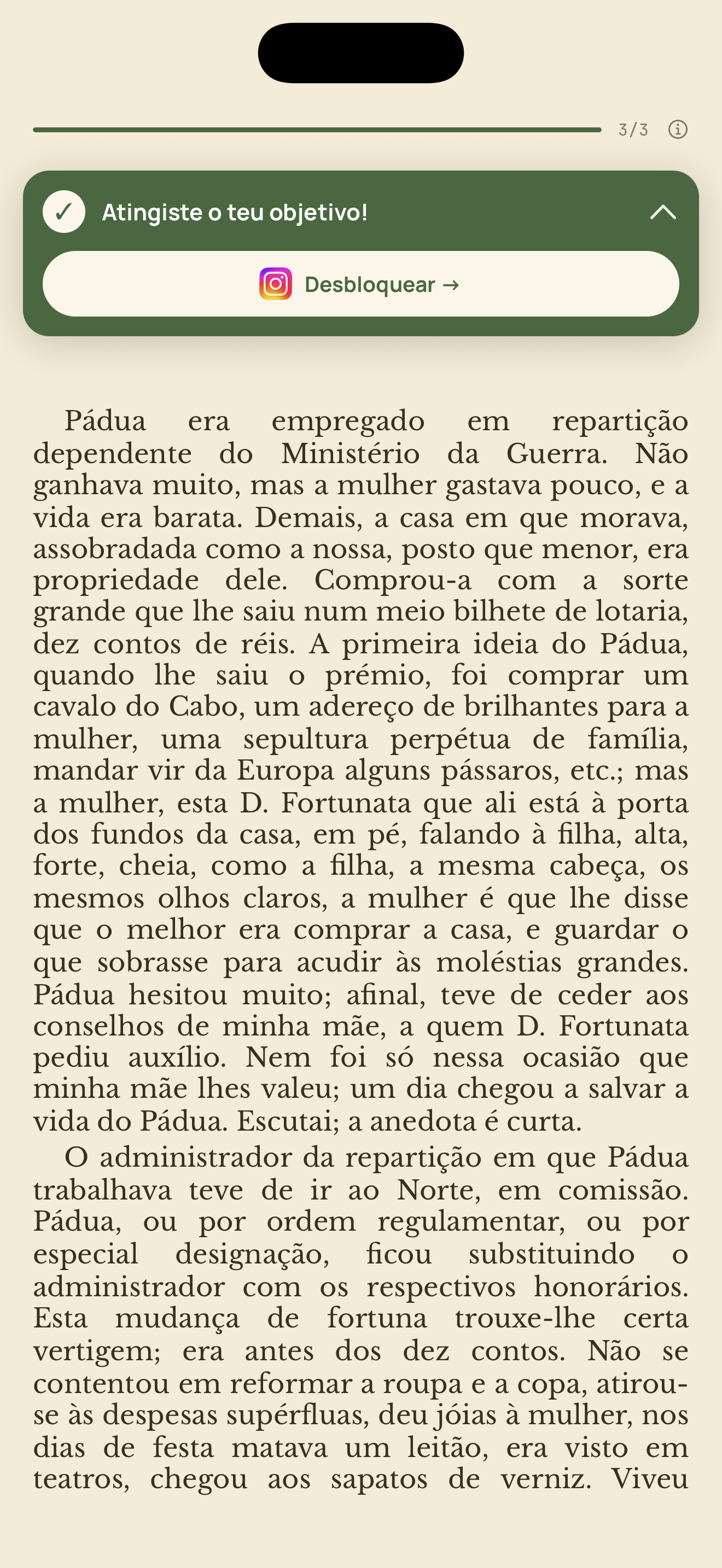 Lê algumas páginas para desbloquear as aplicações
